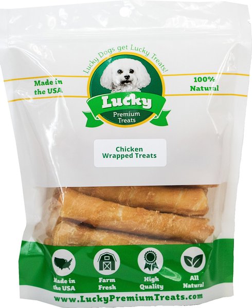 Lucky Premium Treats Medium Chicken Wrapped Rawhide Dog Treats