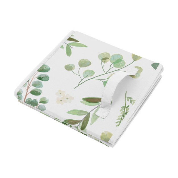 Set Of 2 Botanical Leaf Kids x27 Fabric Storage Bins Green And White Sweet Jojo Designs