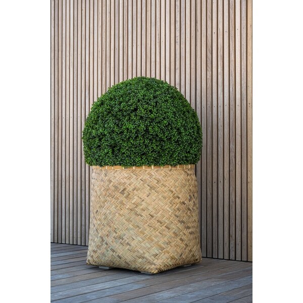 Pottery Pots Boxwood Medium Plastic Indoor Outdoor Round Artificial Plant，27.6 Inch Diameter，Green