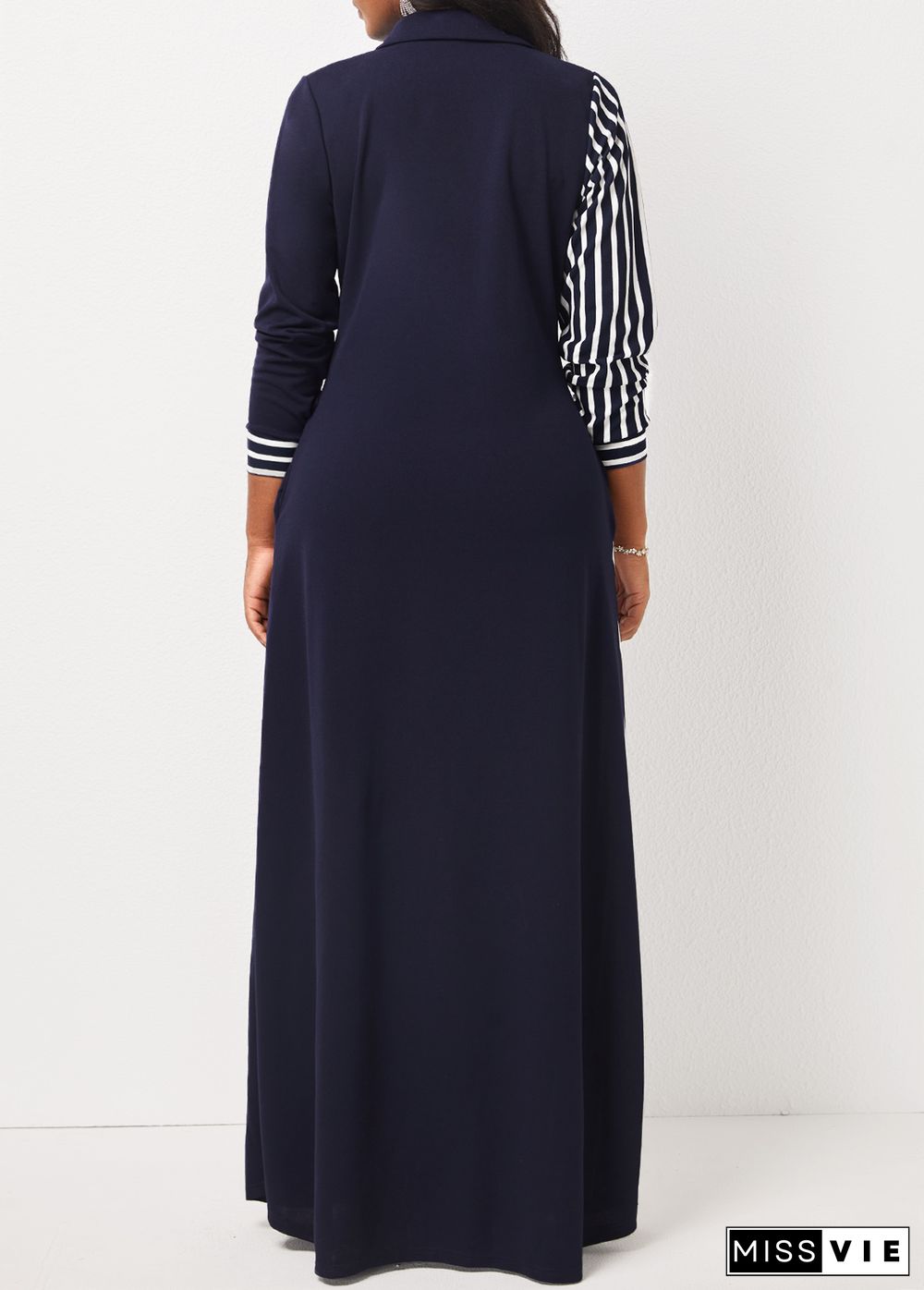 Striped Pocket H Shape Maxi Dress