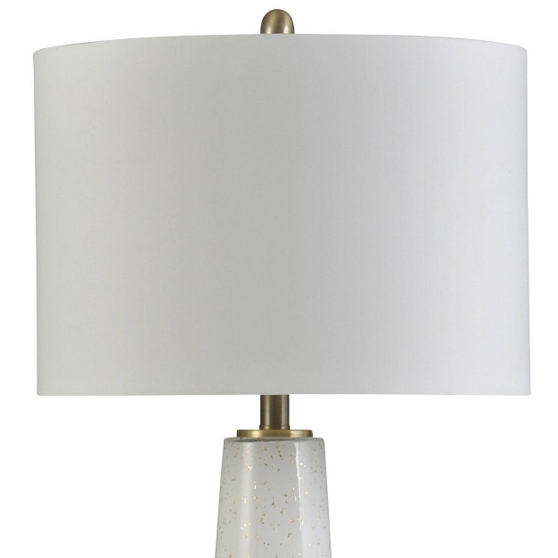 Glass And Metal Pillar Table Lamp With Drum Shade White gold Stylecraft