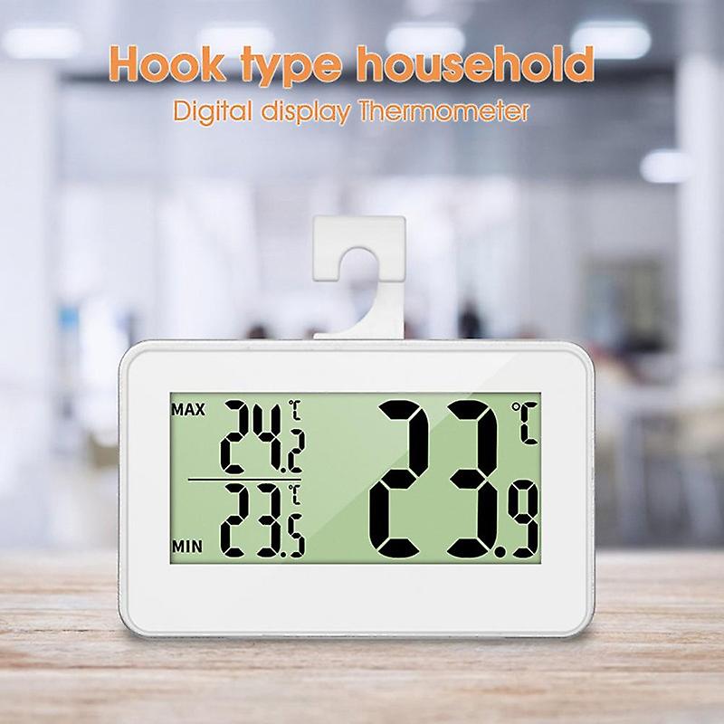 Led Digital Thermometer With Hook Waterproof Fridge Freezer Temperater Meter With Max-min Temperature Display For Indoor Home