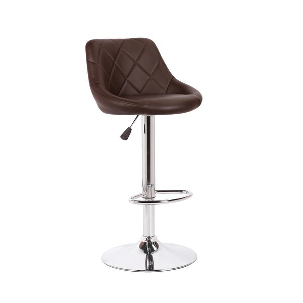 Porthos Home Rea Swivel Adjustable Height Bar Stool， PU Leather， Chrome Base