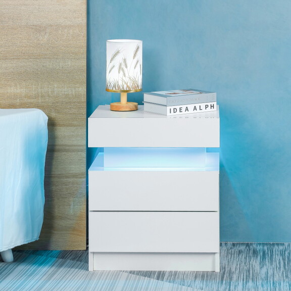 Bedside table with LED Light 2 set in one carton W...