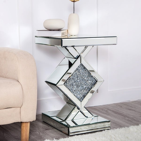 Diamond Silver Mirrored Side Table - 23.62