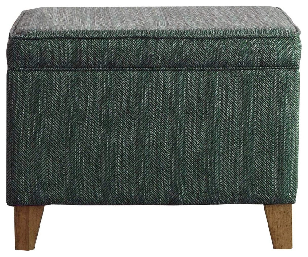 Benzara BM194131 Rectangular Fabric Ottoman with Lift Top Storage  Green   Transitional   Footstools And Ottomans   by VirVentures  Houzz