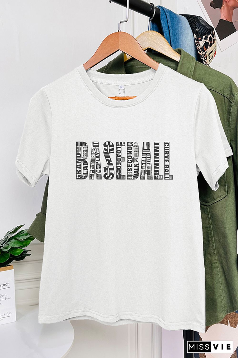 Baseball Word Art Graphic Tee Wholesale