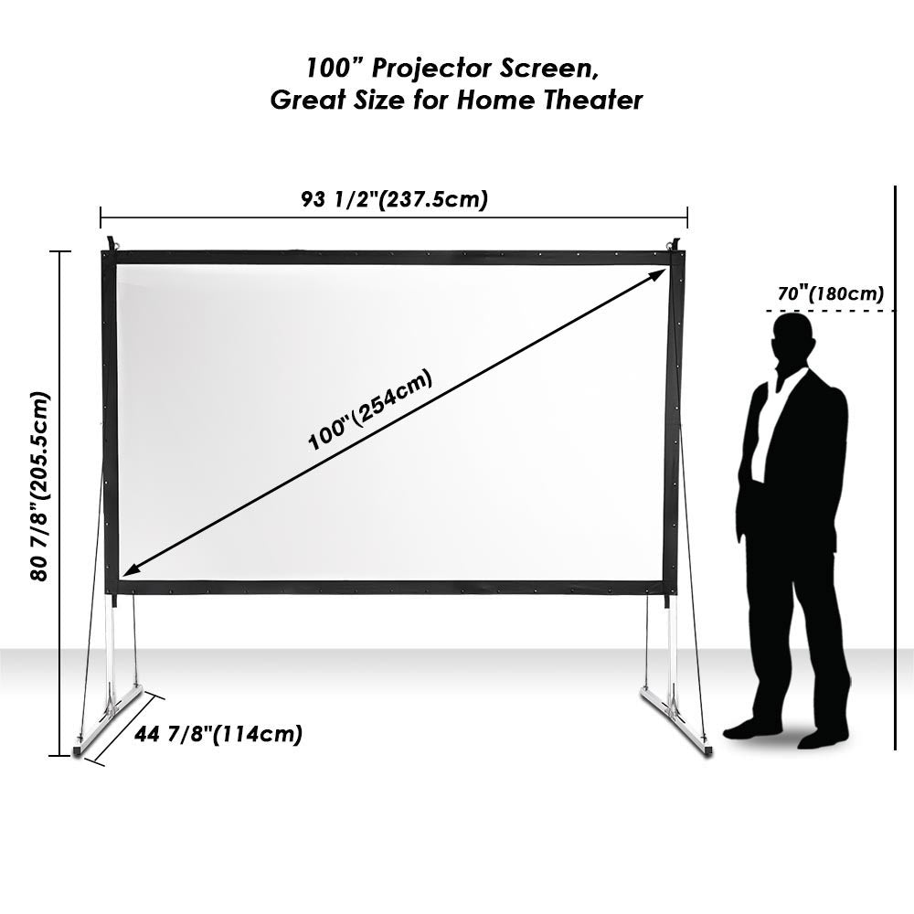 InstaHibit Outdoor Portable Projection Screen w/ Stand 16:9 100