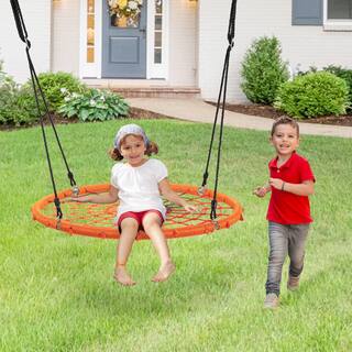 Costway Spider Web Orange Tree Swing with Chain OP70552OR