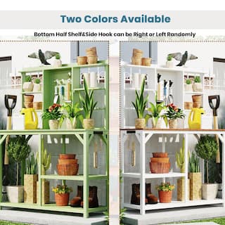 AUTMOON 47 in. x 19 in. x 64 in. Outdoor Wood Plant Stand with Shelves Kit for Mudroom Backyard W116290852