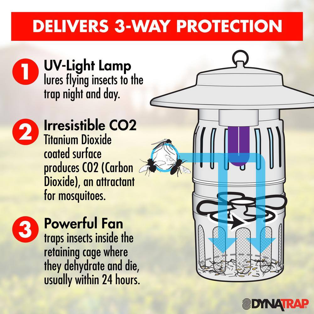 Dynatrap UV 12-Acre Black Insect and Mosquito Trap with Atrakta and Replacement Bulb DT1050CVB