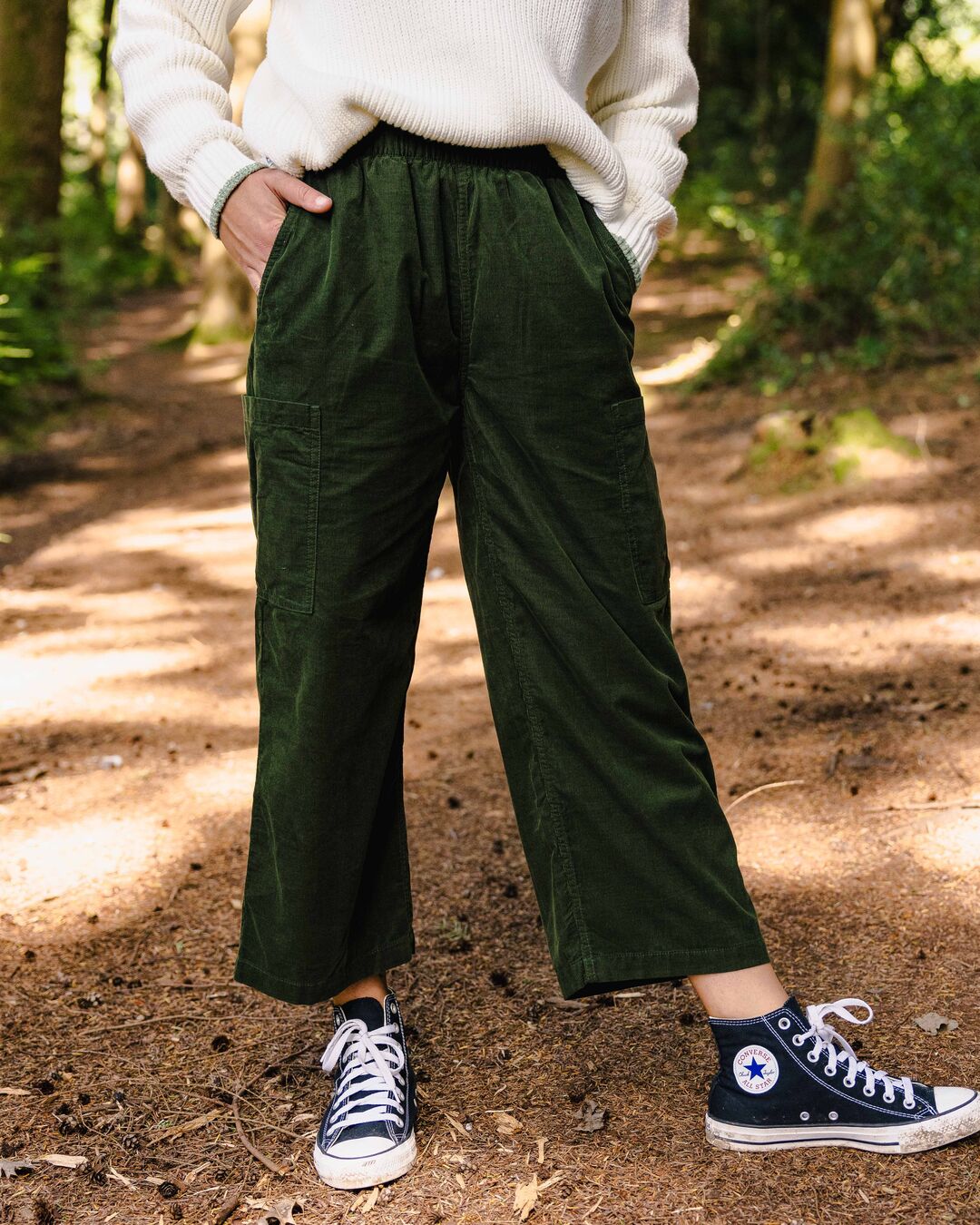 Someday 2.0 Organic Corduroy Crop Trouser - Fir Tree