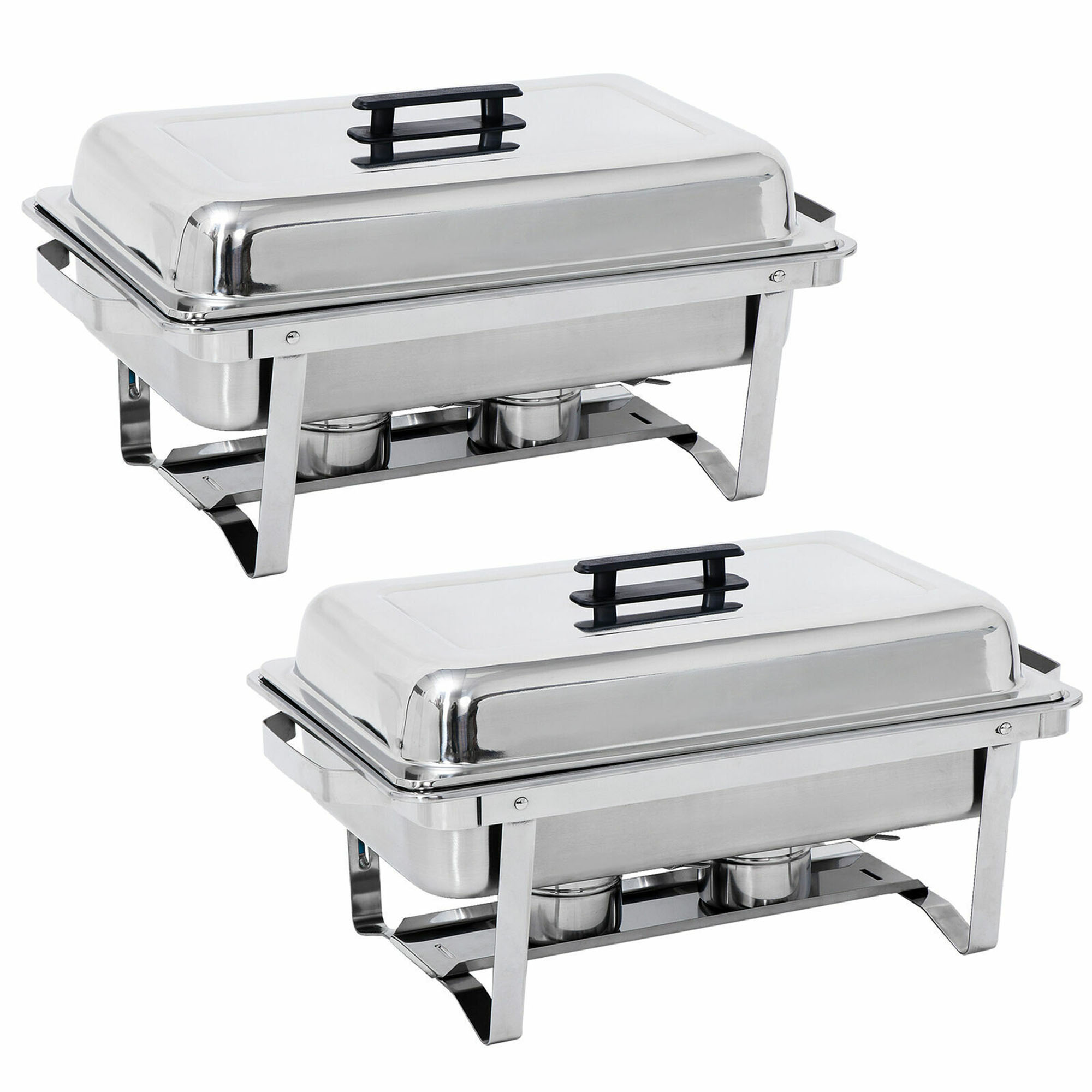 DODOING 2 Pack 8 Quart Stainless Steel Chafing Dishes Buffet Set， Silver Rectangular Catering Chafer Warmer Set for Kitchen Party Banquet Dining