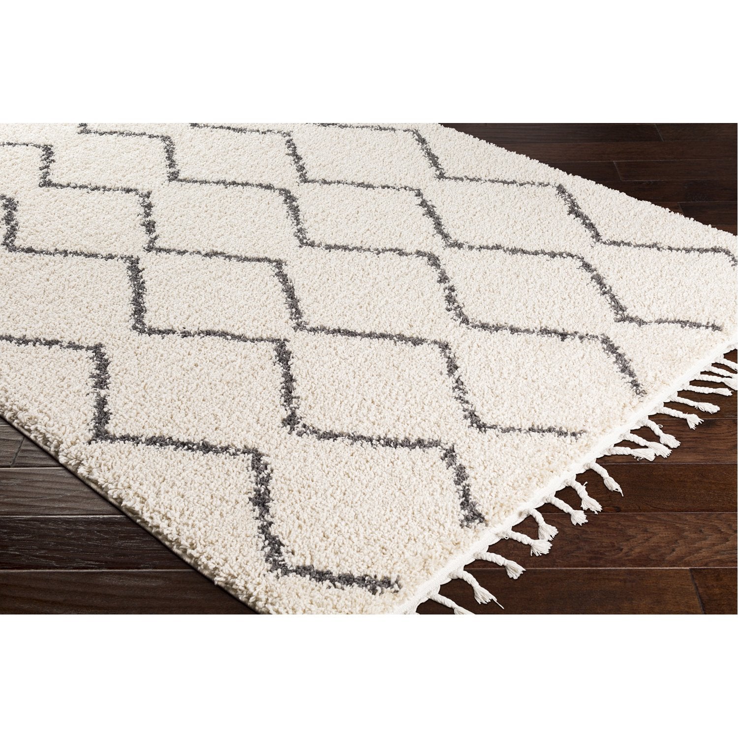 Berber Shag Rug in Charcoal & Beige