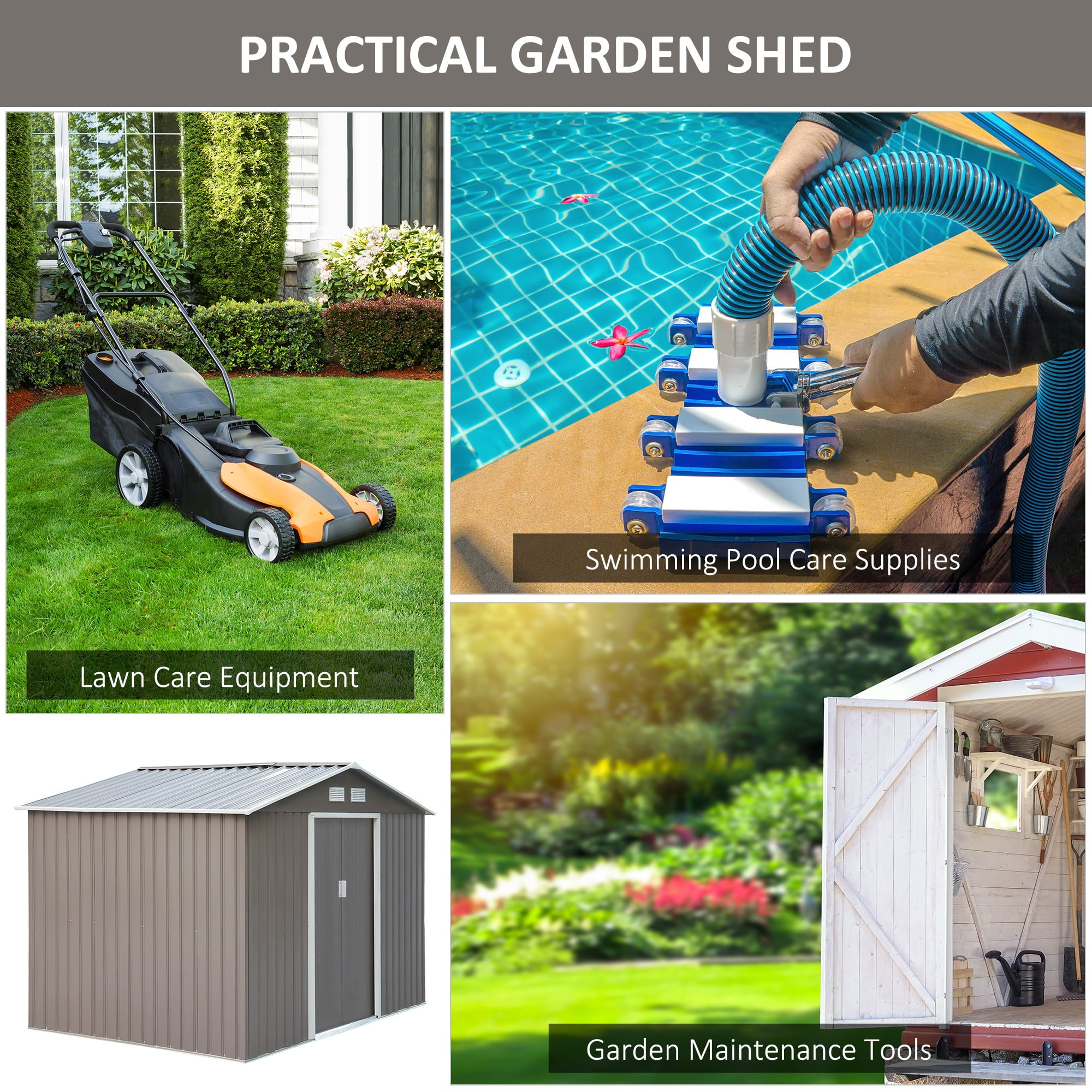 Outsunny 9' x 6' Metal Outdoor Utility Storage Tool Shed Kit Backyard Garden