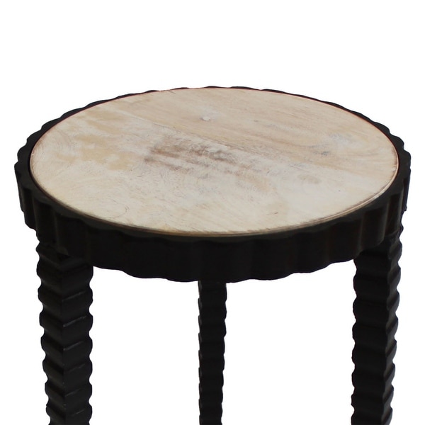 Brown and Black 22 Inch Round Wooden Side Table