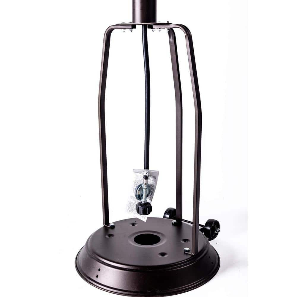 47,000 BTU Brown Stainless Steel Outdoor Patio Propane Heater with Portable Wheels XZ508BZ28