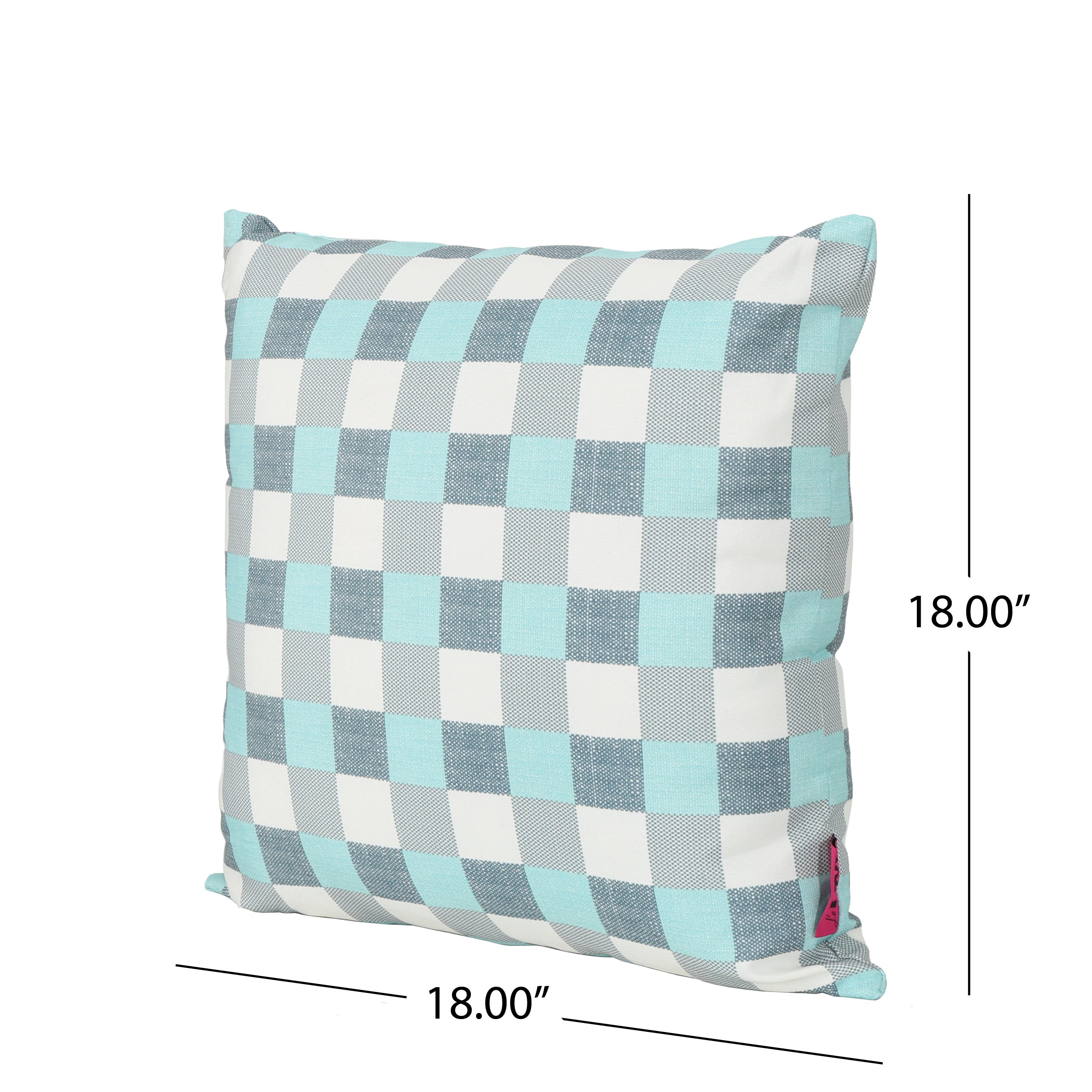 Italo Indoor Blue and White Plaid Water Resistant Square Throw Pillow