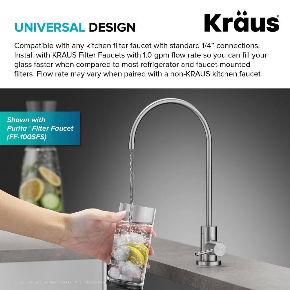 KRAUS Purita 2-Stage Carbon Block Under-Sink Water Filtration System with Digital Display Monitor FS-1000