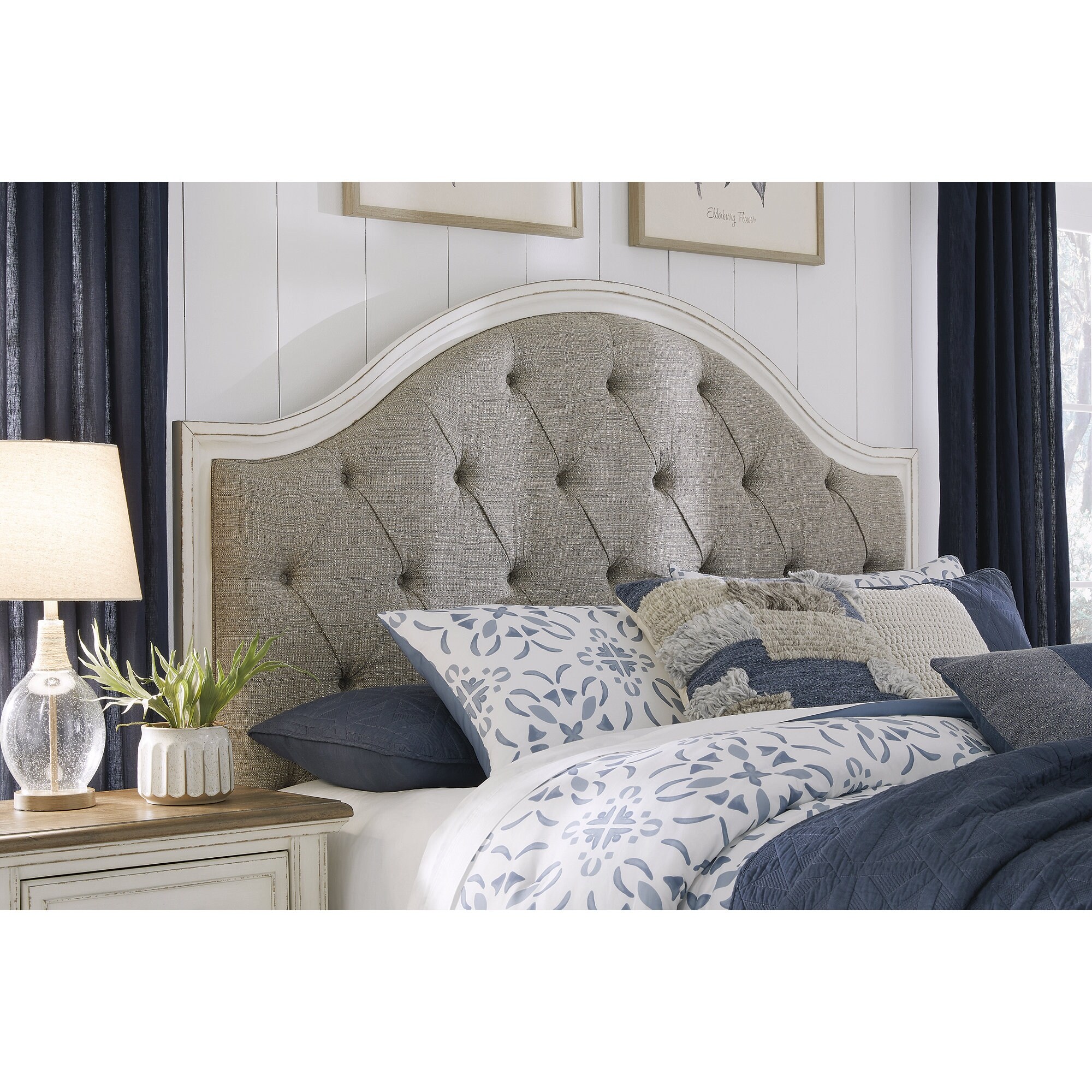 Signature Design by Ashley Brollyn White/Gray King/California King Upholstered Panel Headboard - - 36812234