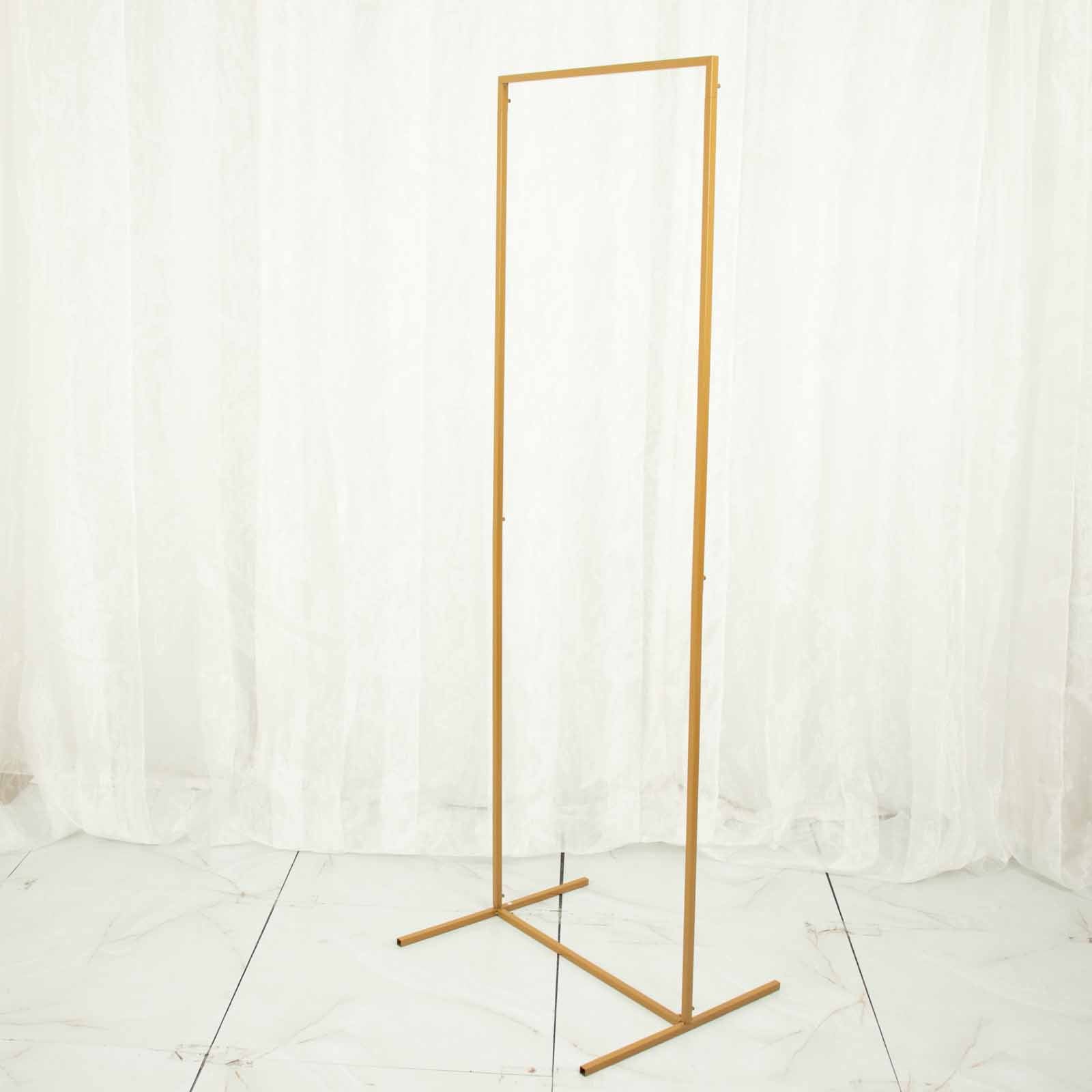 Gold Metal Frame Wedding Arch, Rectangular Backdrop Stand, Floral Display Frame 5.5ft