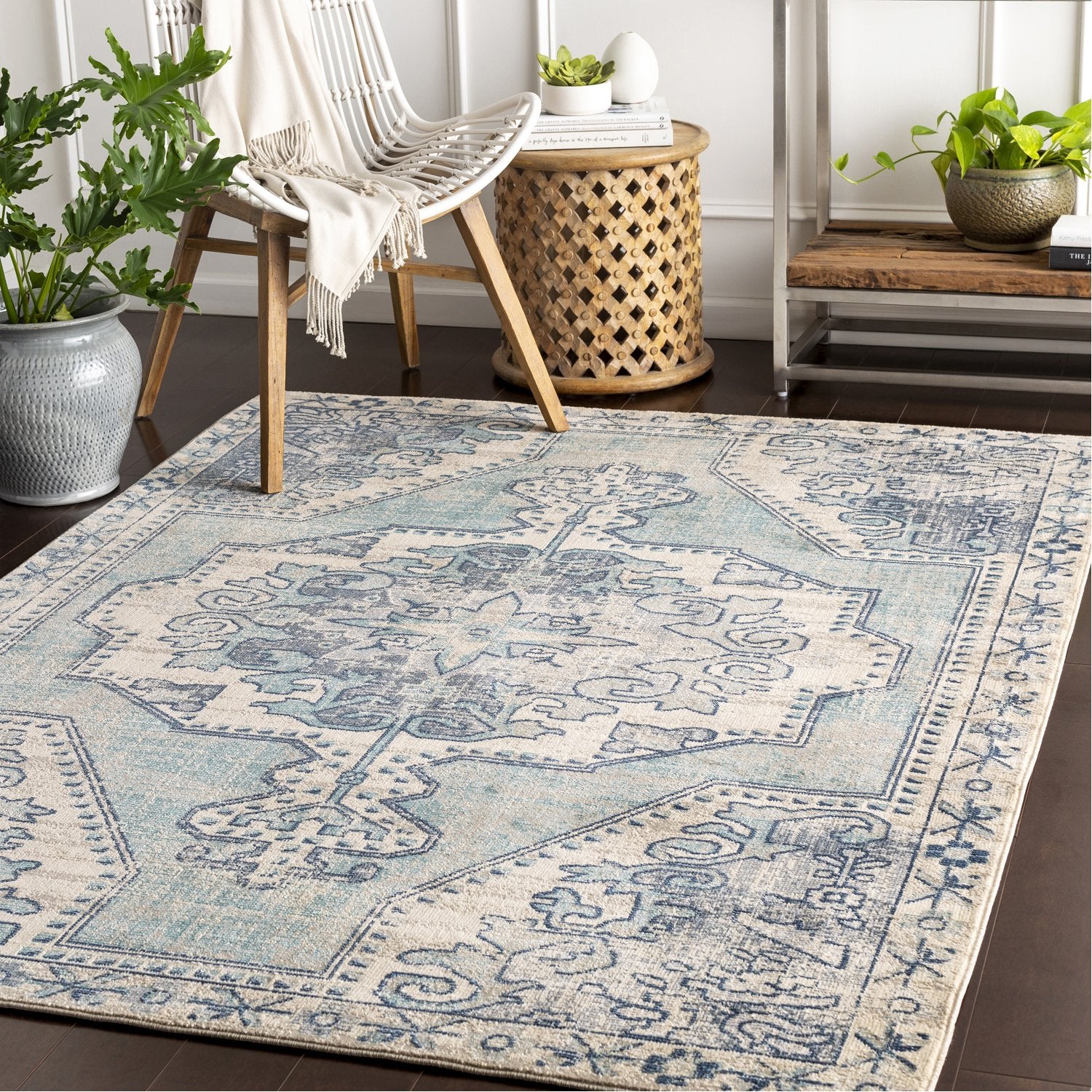 Bohemian Rug in Teal & Navy