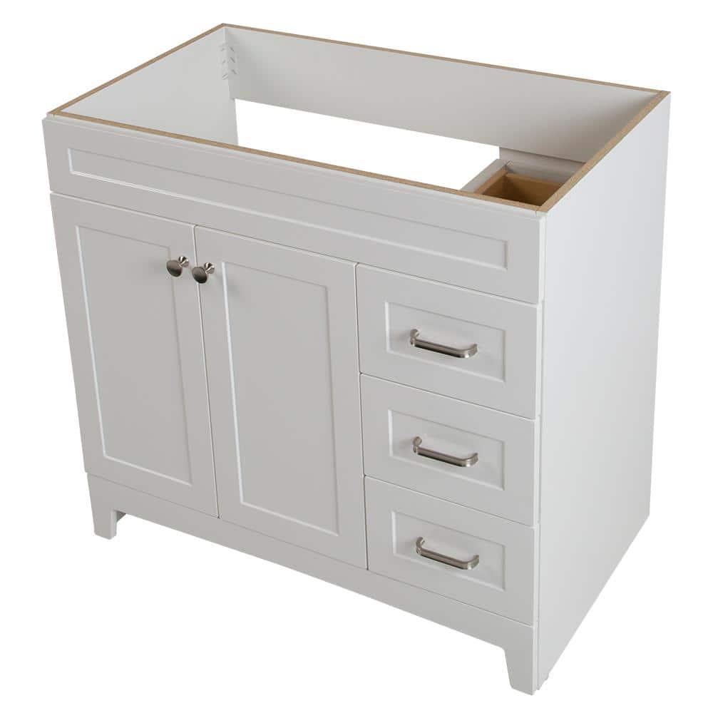 Home Decorators Collection Thornbriar 360 in W x 215 in D x 342 in H Bath Vanity Cabinet without Top in Polar White