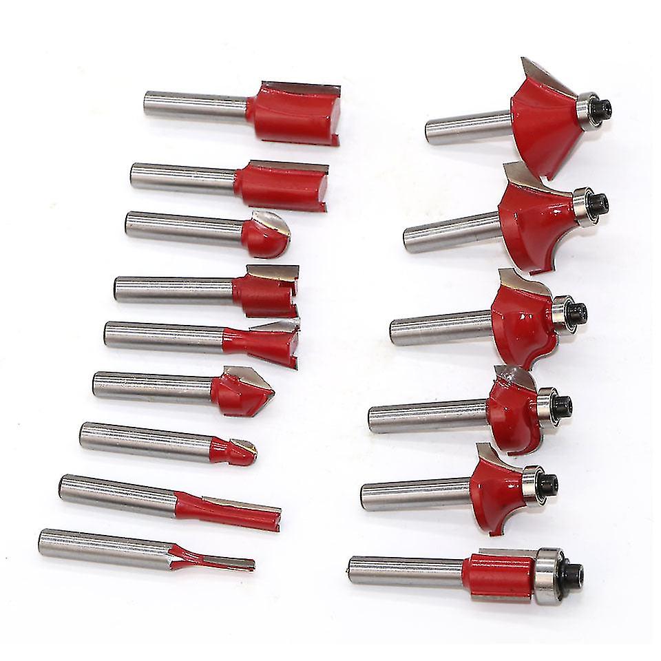 15pcs Router Bit Set Trimming Straight 1/4 Shank Woodworker Milling Cutter For Trimming Machine Wood Bearing Cove Box Bit