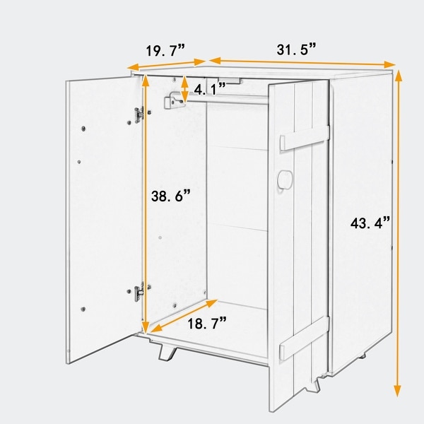 Wooden Wardrobe Cabinet with Hanging Rod - - 37172392