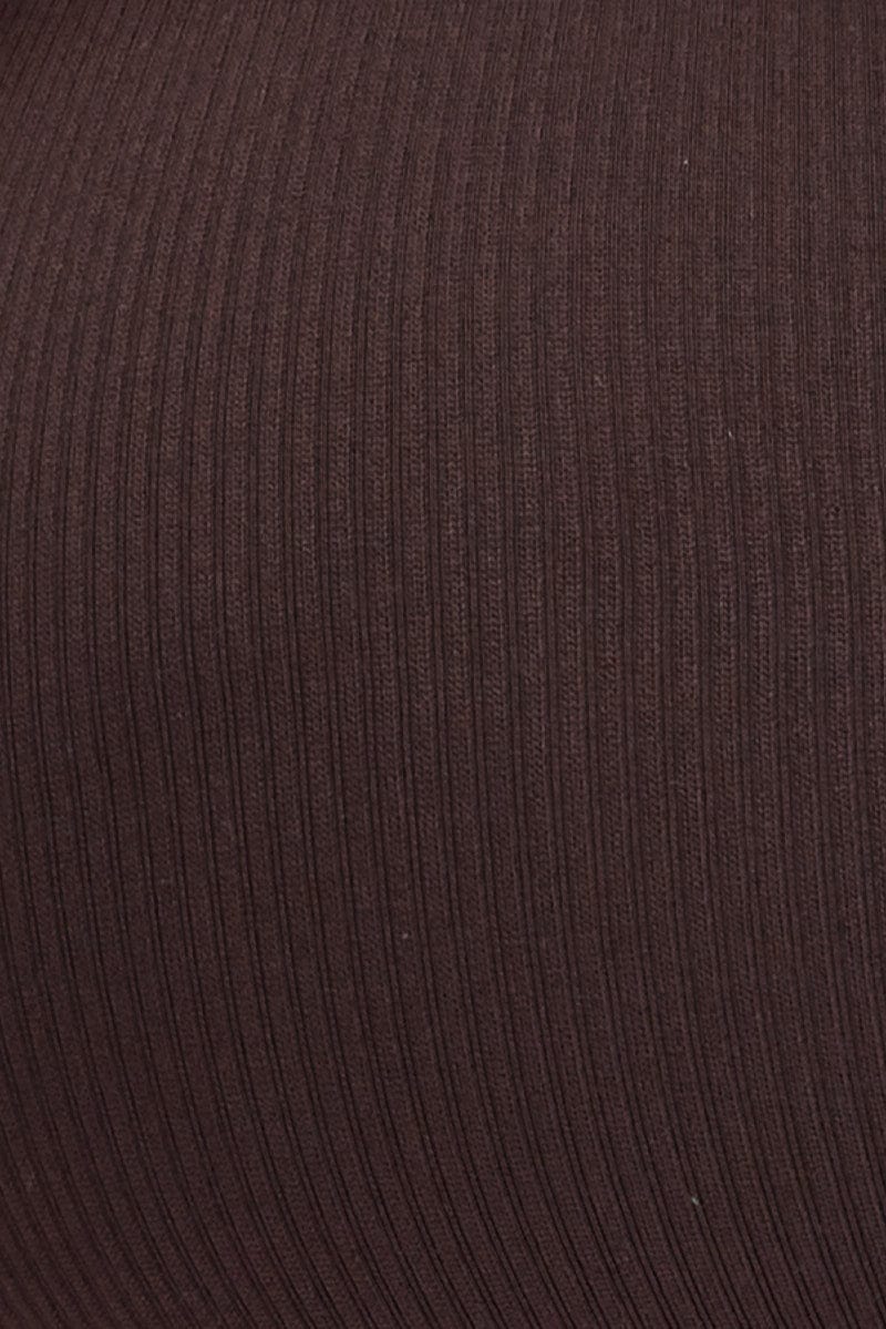 Brown Singlet Top Scoop Neck Seamless
