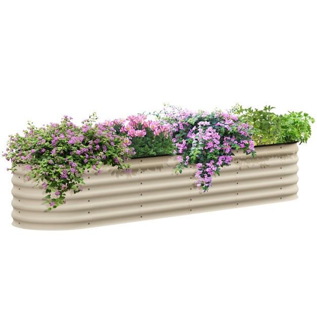 Outsunny Galvanized Raised Garden Bed Kit Metal Planter Box With Safety Edging