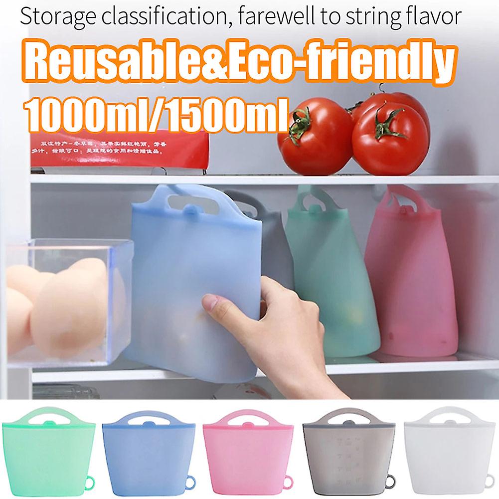 Reusable Food Container Silicone Bag， Cups， Dishes， Bags Zip Containers Storage， 100% Silicone Reusable Food Bag， Stand Up Preservation Bag， Rounded I