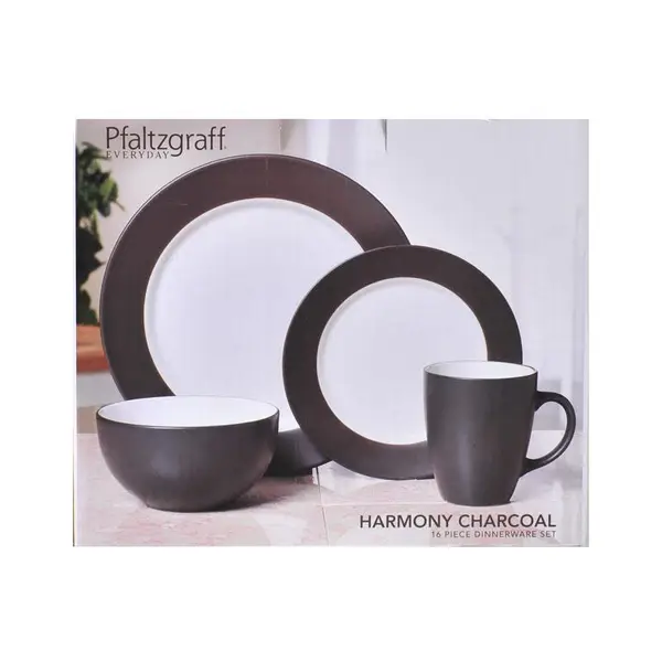 Pfaltzgraff 16-Piece Harmony Charcoal Dinnerware Set