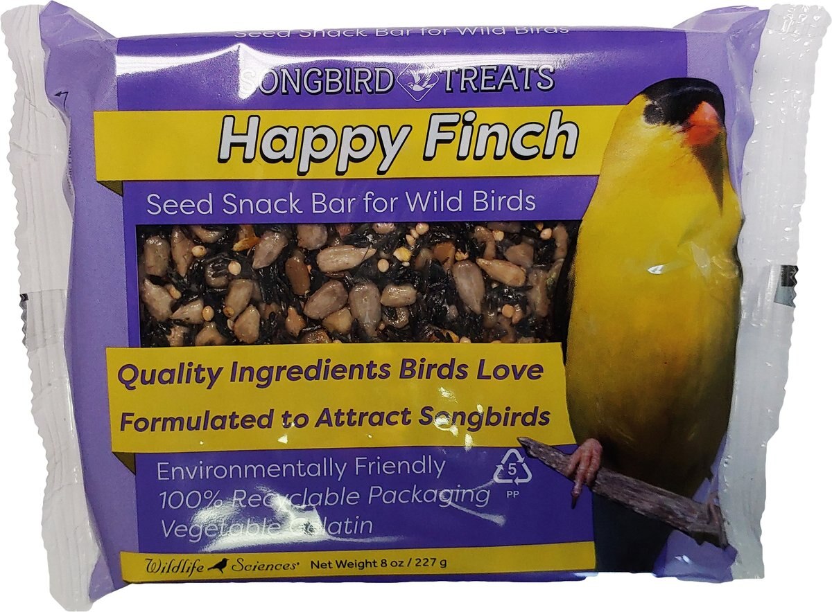 Songbird Treats Happy Finch Seed Bar Bird Treats， 8-oz cake， 12 count