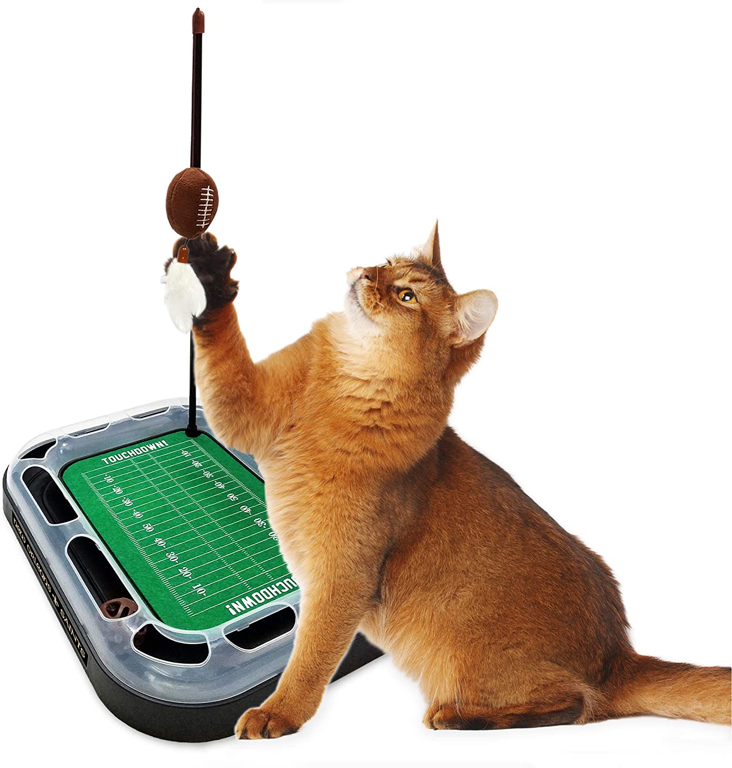 NFL New Orleans Saints CAT Scratcher Toy with Catnip Plush and Feather Cat and Kitty Toy