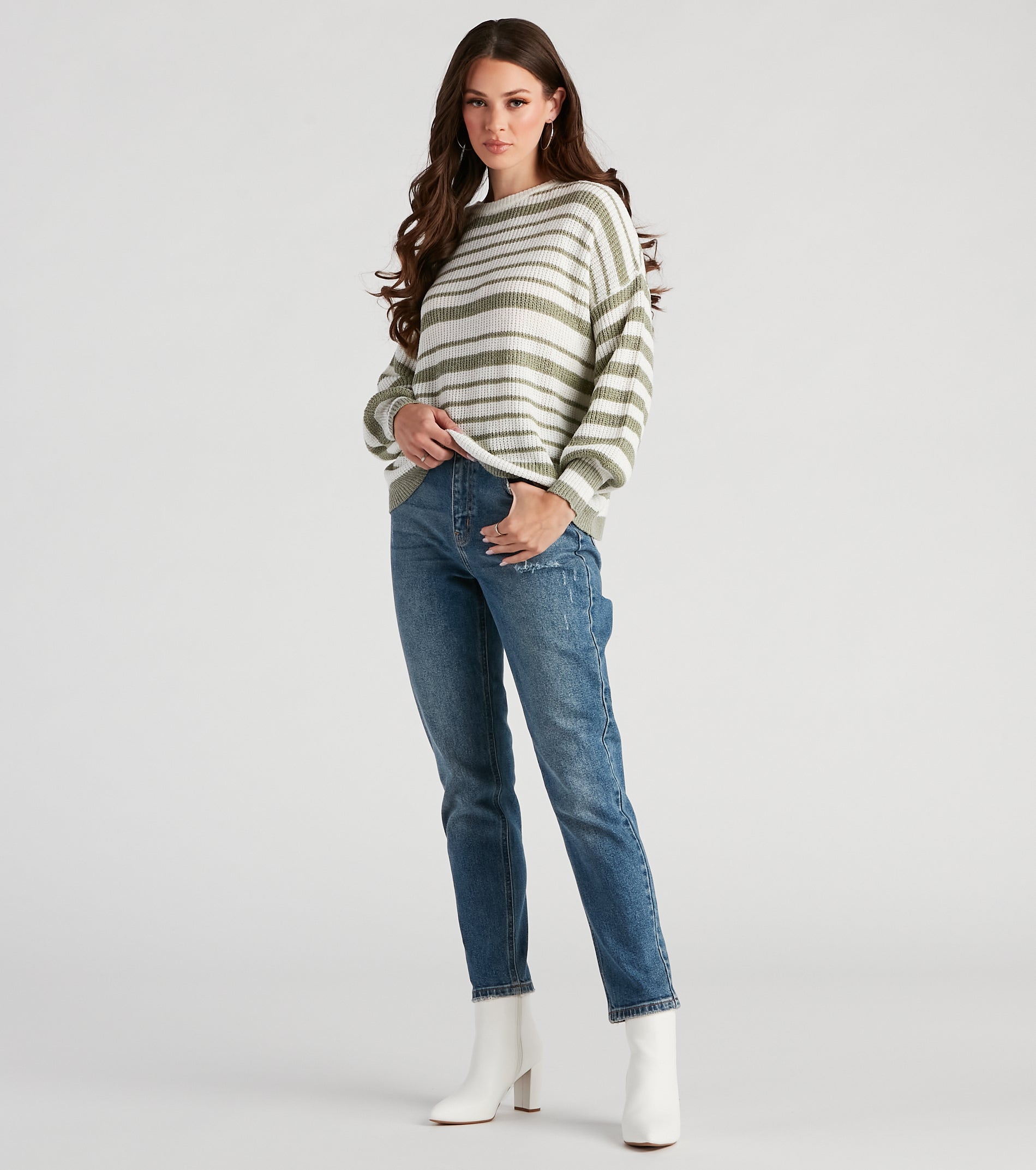 Casual Cute Striped Oversized Sweater