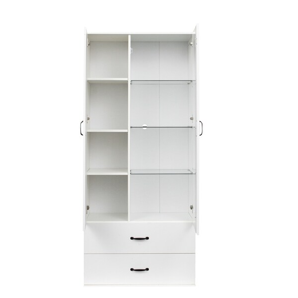 31.5 Inch Width LED Light Side Cabinet with Shelving and Drawers