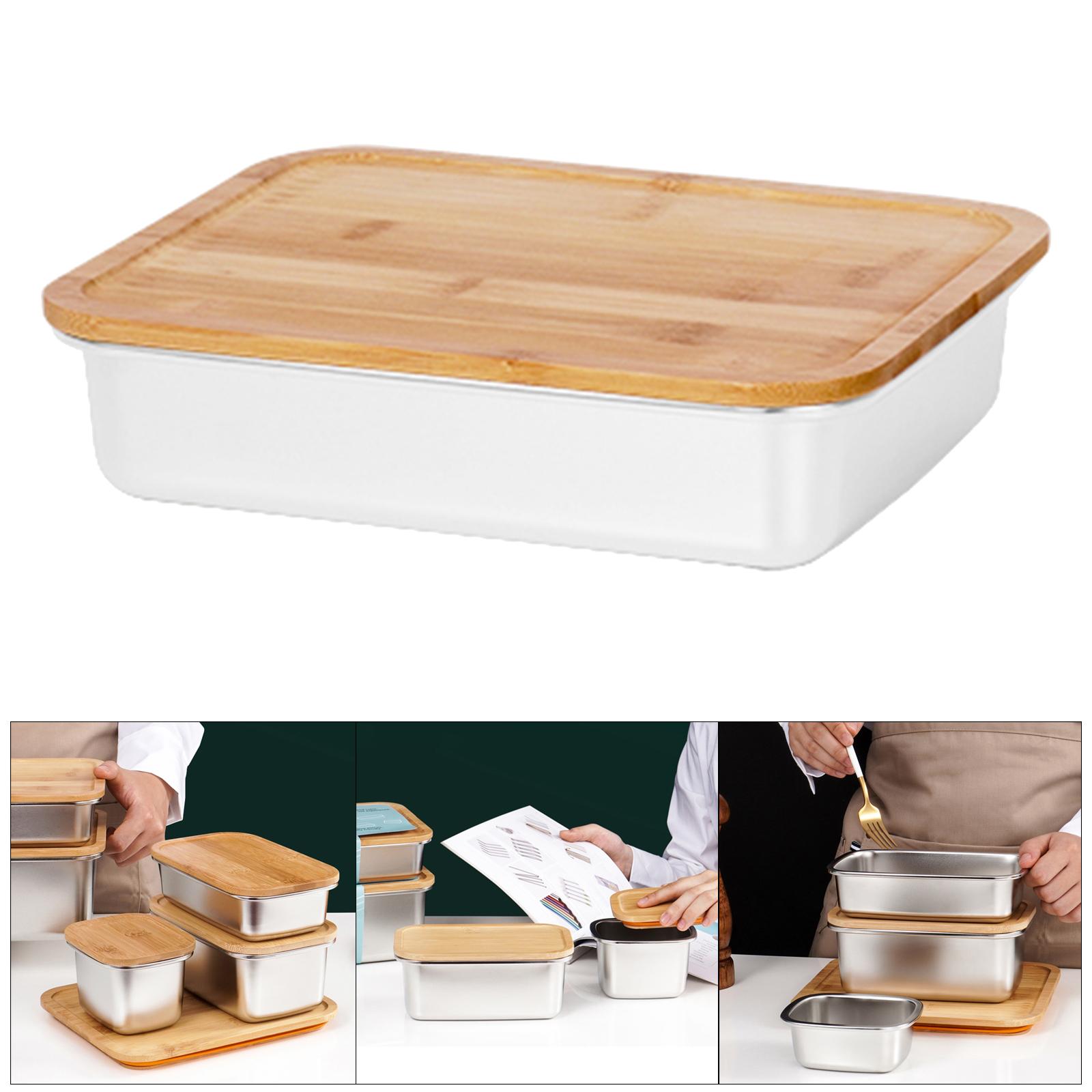 Butter Dish with Lid Extra Large Keeper with Bamboo Lid Cover for Microwave Clean Butter Storage Container for Countertop 1600ml