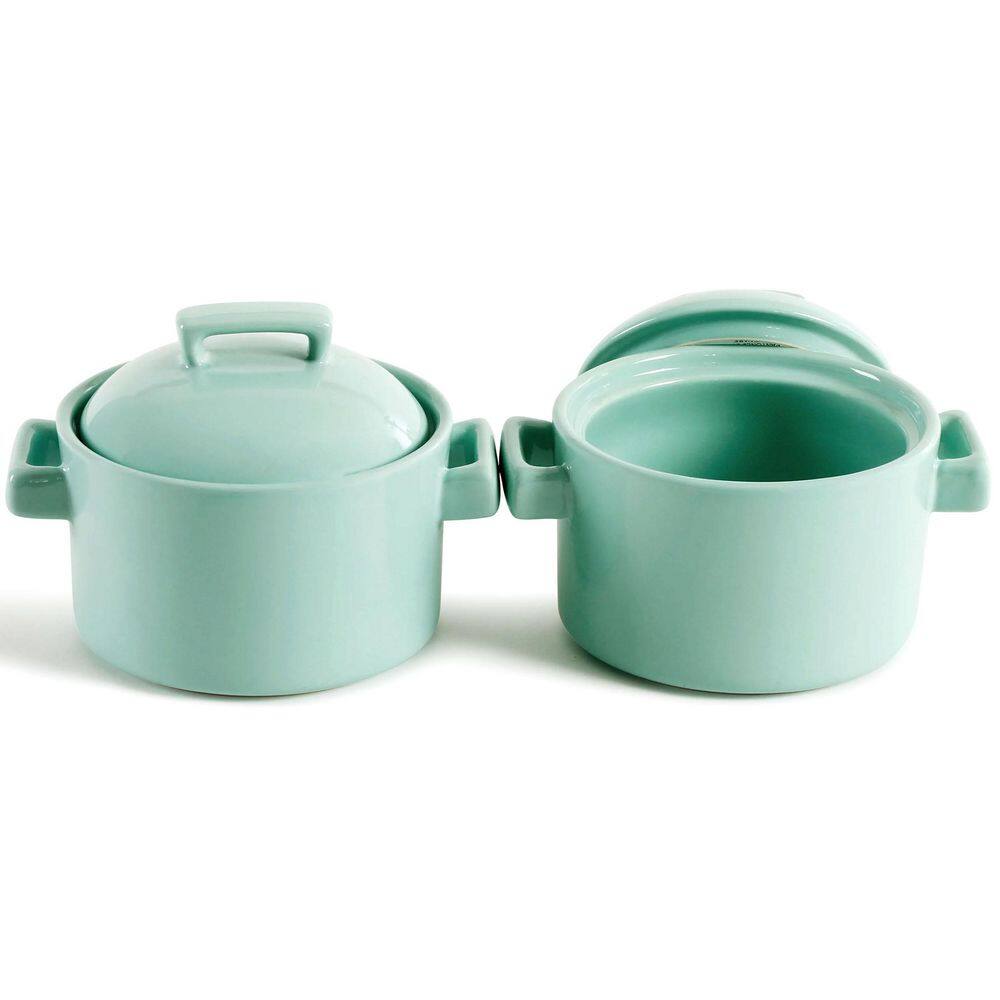 MARTHA STEWART 2-Piece 6 Inch Mint Casserole and Lid Bakeware Set 985118734M