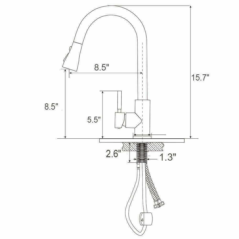 Kitchen Faucet， Pull Down Sprayer Stainless Steel Kitchen Sink Faucet with Deck Plate