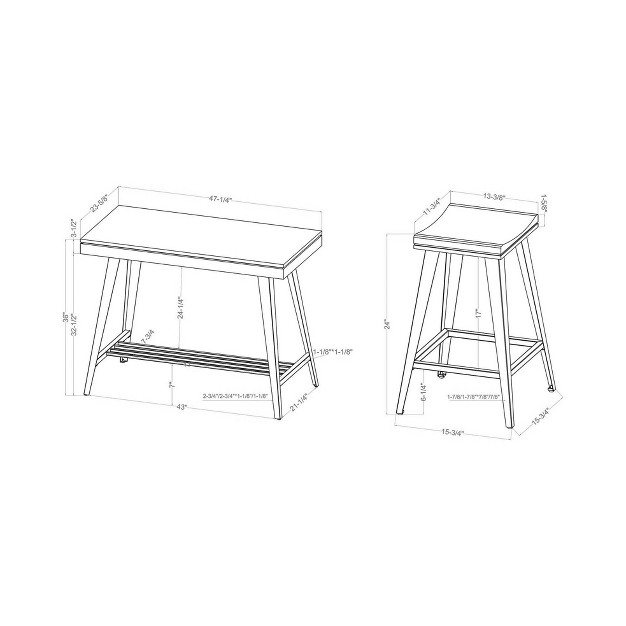 3pc Homesessentials Counter Height Table Set