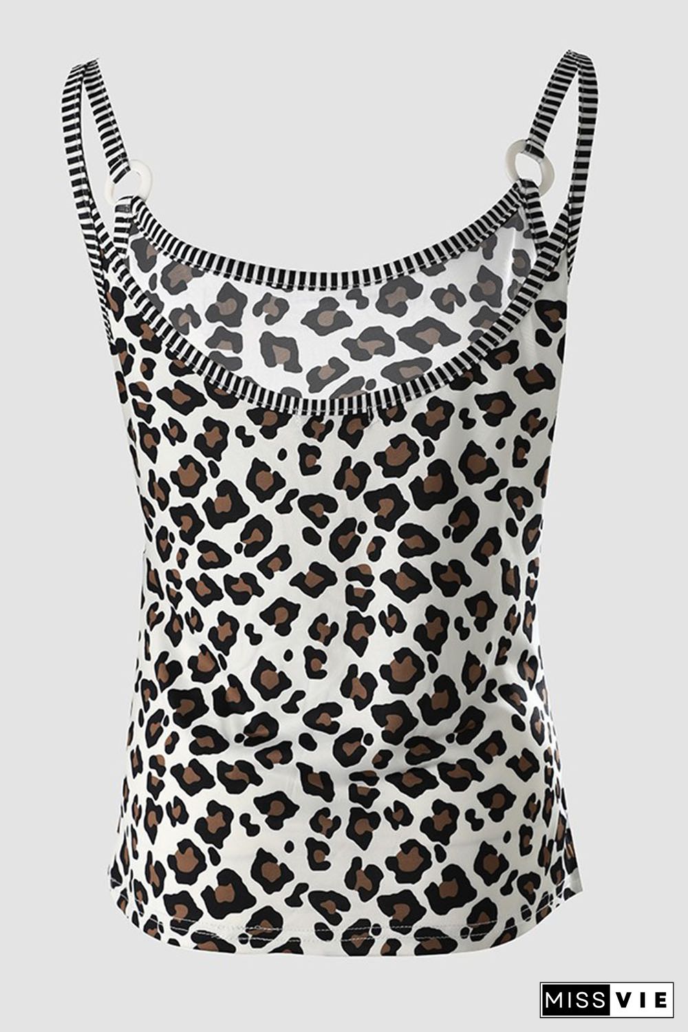 Cheetah Striped Patchwork Low-Back Cut Tank Top