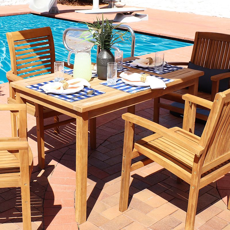 Sunnydaze 47.25 in Solid Teak Rectangular Patio Dining Table