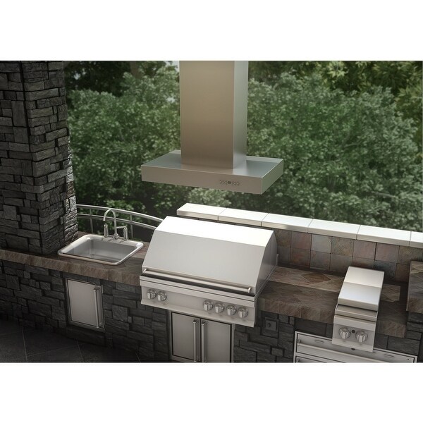 ZLINE Ducted Outdoor Island Mount Range Hood in Stainless Steel