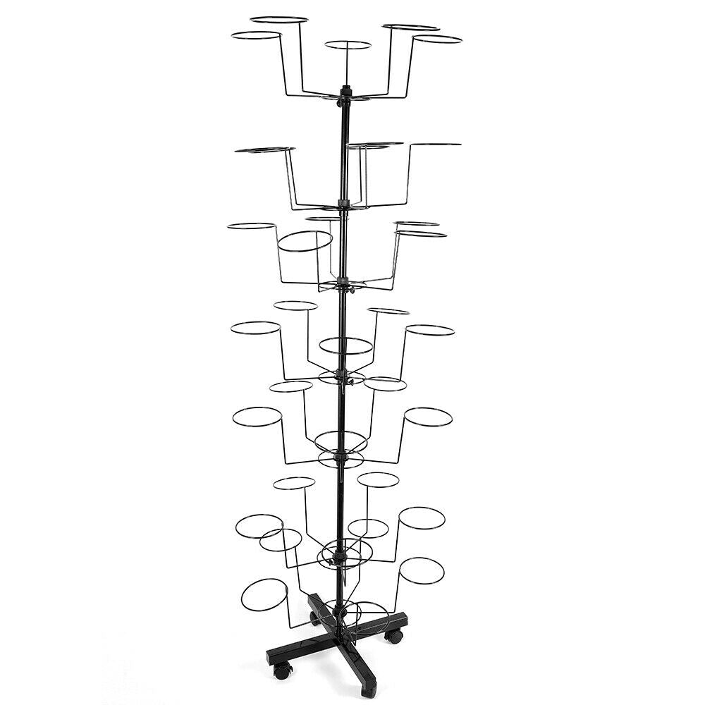 Miumaeov 7 Tier Rotating Hat Rack Stand w/ 35 Hook Modern Metal Freestanding Retail Stand