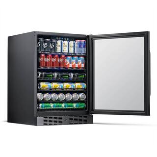 NewAir 24 in. 177 (12 oz.) Can Built-In Beverage Cooler Fridge with Precision Temperature in Black Stainless Steel Refrigerator NBC177BS00