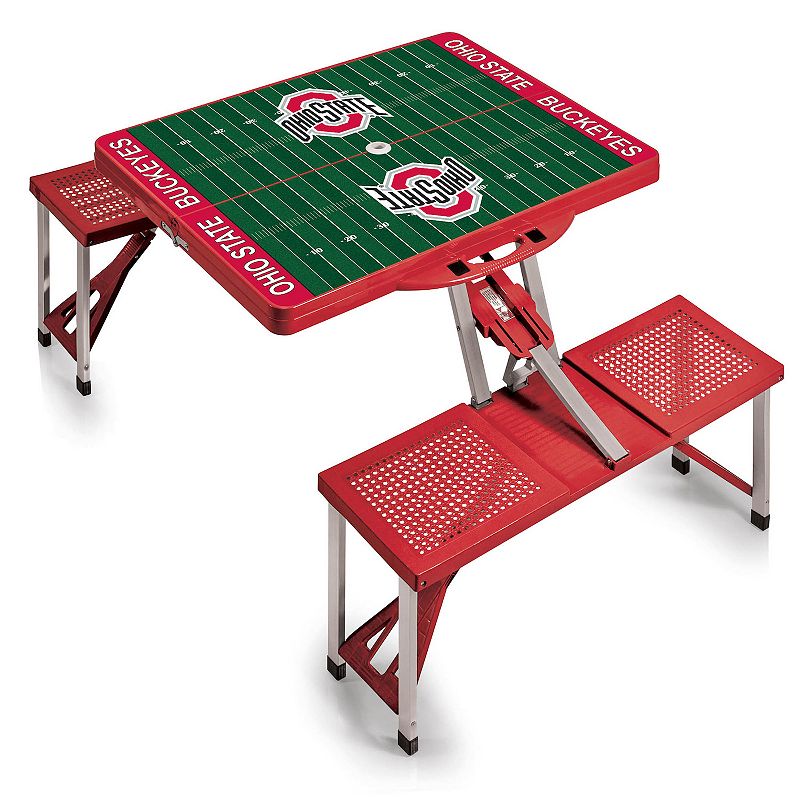 Picnic Time Ohio State Buckeyes Picnic Table Portable Folding Table with Seats