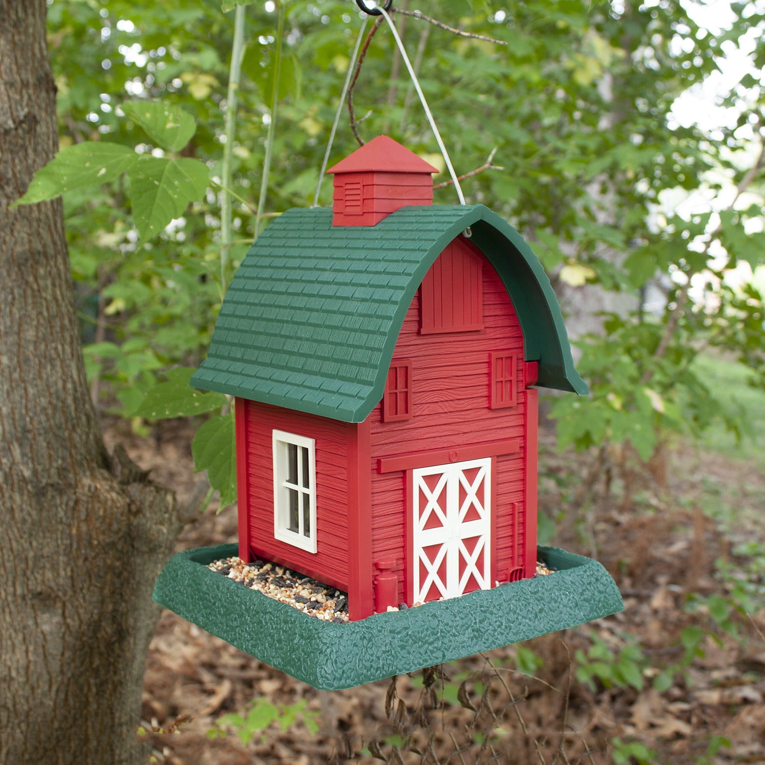 North States Village Collection Red Barn Bird Feeder， 5 lb. Capacity