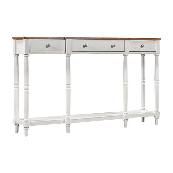 Solid Wood Console Table， Classic Entryway Table With Storage Shelf And Drawer For Home