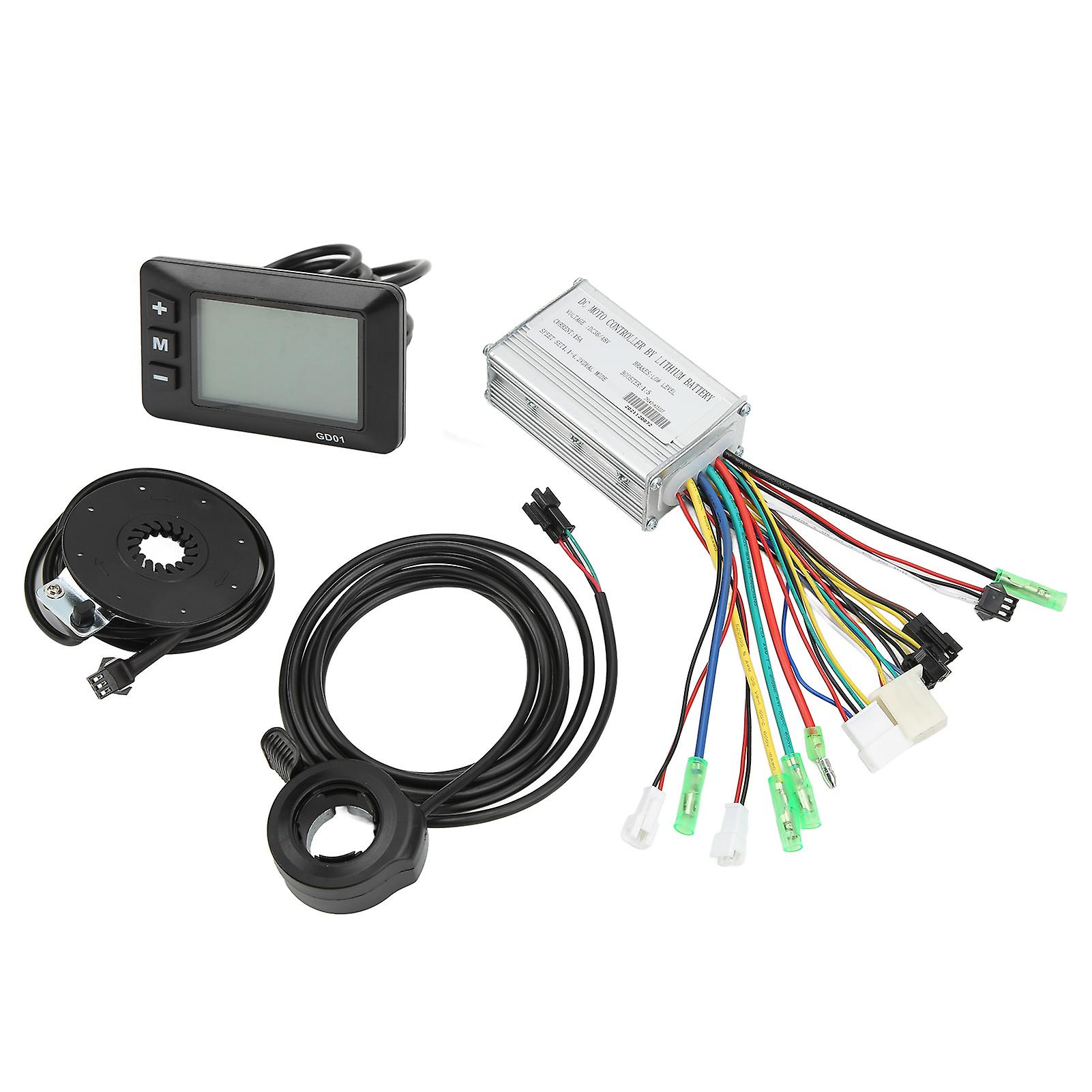 Electric Bike Motor Controller 15a Common Controller 36v 48v With Lcdgd01 Panel Thumb Throttle For 250w 350w Bicycle Motor
